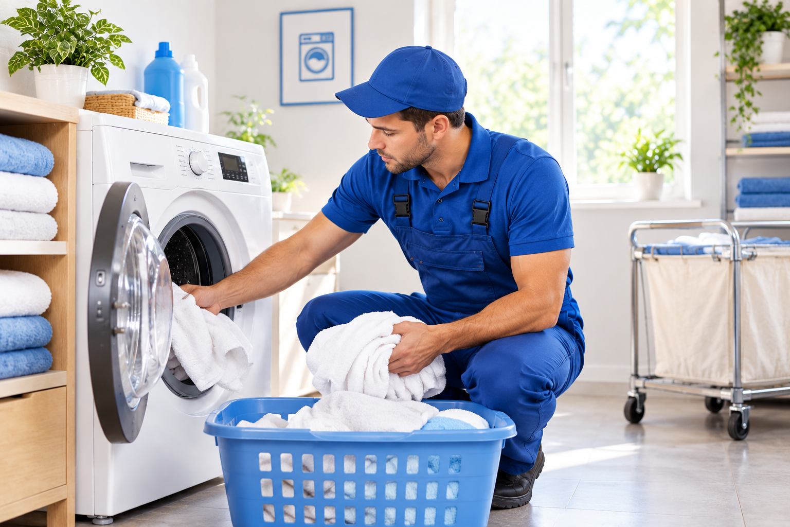 Fresh folded laundry prepared for doorstep delivery